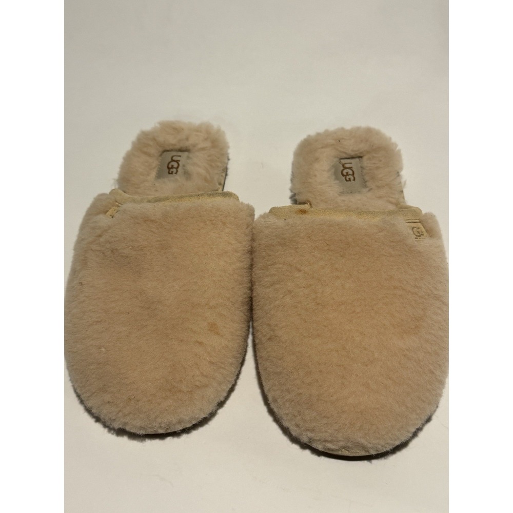 UGG Fluffette Womens Backless Wool Slipper Closed Toe Cream Sz 9